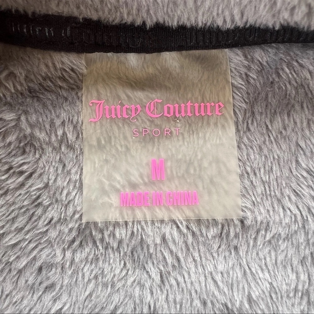 Juicy Couture Fleece Hoodie M  Gray/pink Y2K Track Jacket 3/4 Zip Pockets - Picture 4 of 7